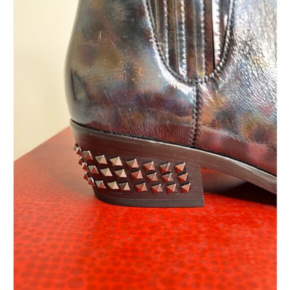 Donald Pliner Milann Black Patent Iridescent Studded Leather Ankle Booties W 7.5 - Picture 6 of 13
